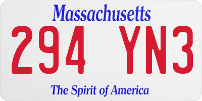 MA license plate 294YN3