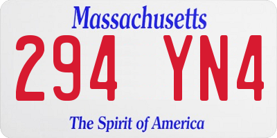 MA license plate 294YN4