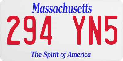 MA license plate 294YN5