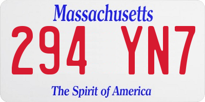 MA license plate 294YN7