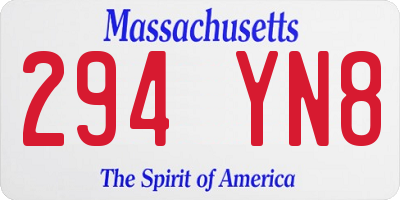 MA license plate 294YN8