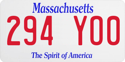 MA license plate 294YO0