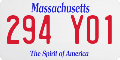 MA license plate 294YO1