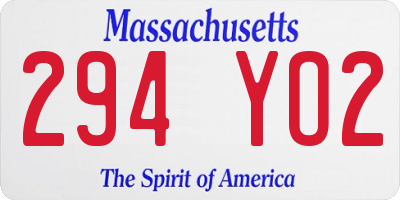 MA license plate 294YO2