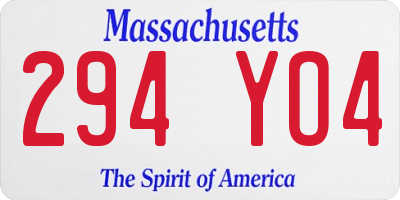 MA license plate 294YO4