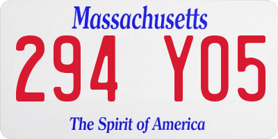 MA license plate 294YO5