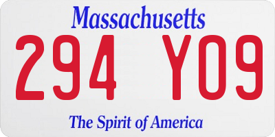 MA license plate 294YO9