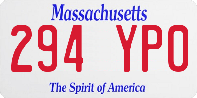 MA license plate 294YP0