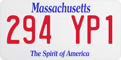 MA license plate 294YP1