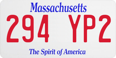 MA license plate 294YP2