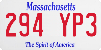 MA license plate 294YP3