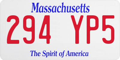 MA license plate 294YP5