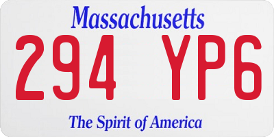 MA license plate 294YP6