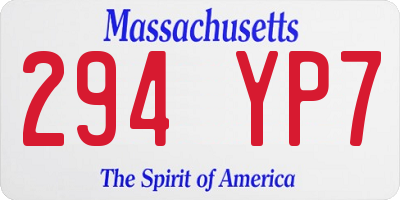MA license plate 294YP7