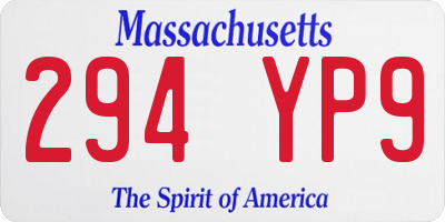 MA license plate 294YP9