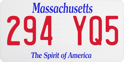 MA license plate 294YQ5