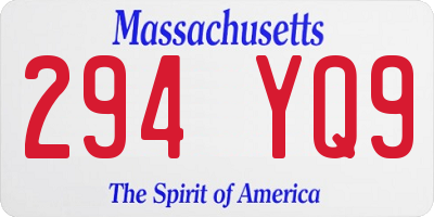MA license plate 294YQ9