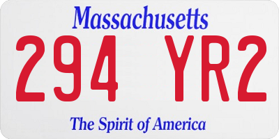 MA license plate 294YR2