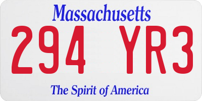 MA license plate 294YR3