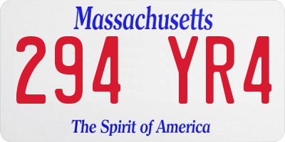MA license plate 294YR4