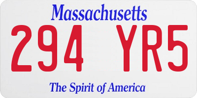 MA license plate 294YR5