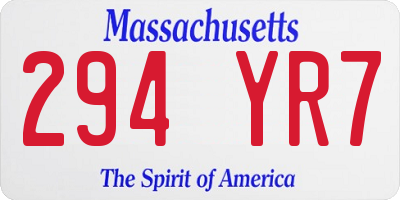 MA license plate 294YR7