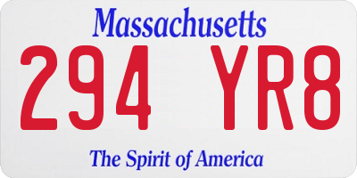 MA license plate 294YR8