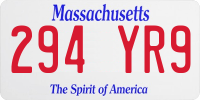 MA license plate 294YR9