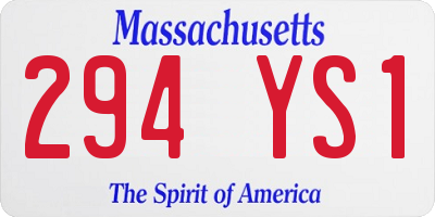 MA license plate 294YS1