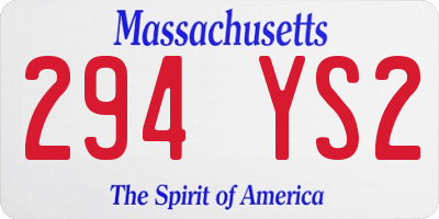 MA license plate 294YS2