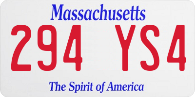 MA license plate 294YS4