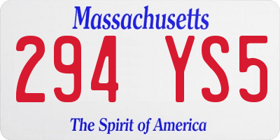 MA license plate 294YS5