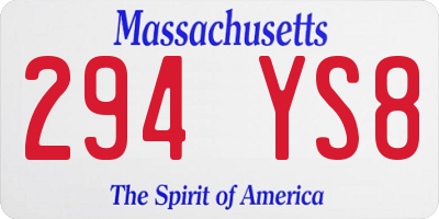 MA license plate 294YS8