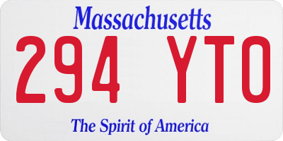 MA license plate 294YT0