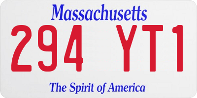 MA license plate 294YT1