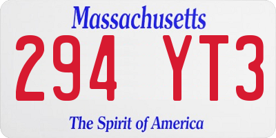 MA license plate 294YT3