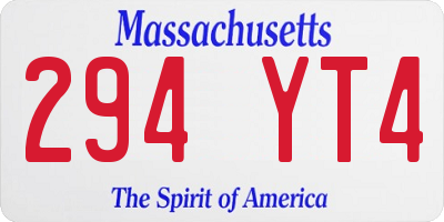 MA license plate 294YT4