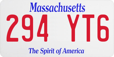 MA license plate 294YT6