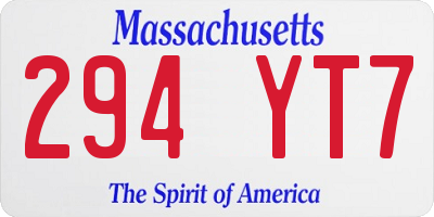 MA license plate 294YT7