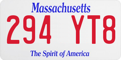 MA license plate 294YT8
