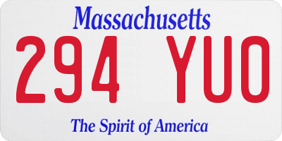 MA license plate 294YU0