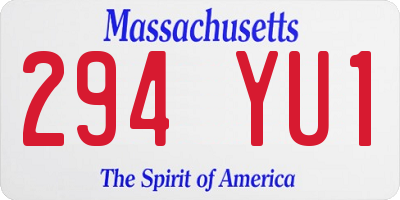 MA license plate 294YU1