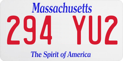 MA license plate 294YU2