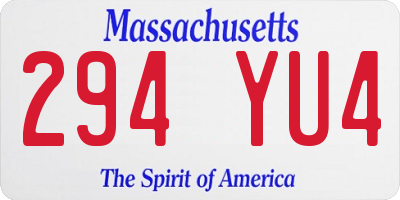 MA license plate 294YU4