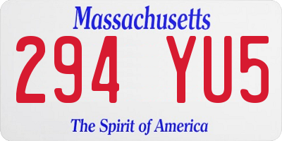 MA license plate 294YU5