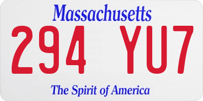 MA license plate 294YU7