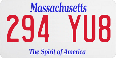 MA license plate 294YU8