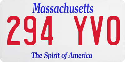 MA license plate 294YV0
