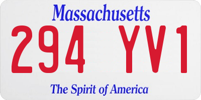 MA license plate 294YV1