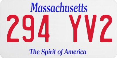 MA license plate 294YV2